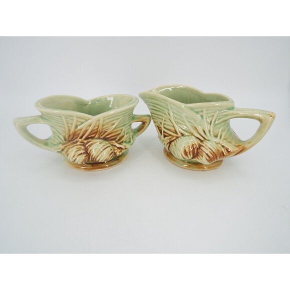 Vintage McCoy Pottery Pine Cone Creamer and Sugar Bowl Set - Picture 1 of 9
